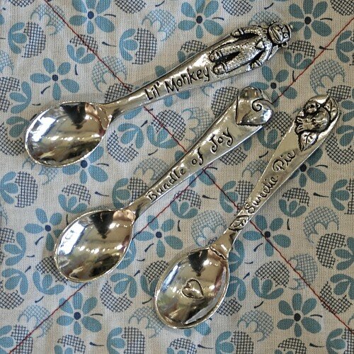 Baby Gifts - Pewter baby spoons (includes gift box) by Basic Spirit.